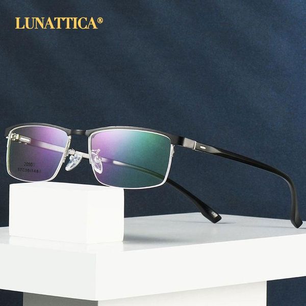 

ultralight metal frame glasses men business style half rim nearsighted spectacles rectangle eyewear arrival selling fashion sunglasses frame, Black
