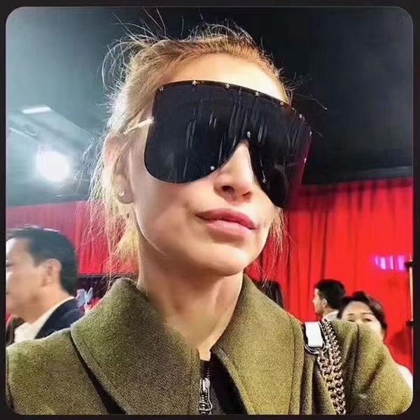 

summer sunglasses 2021 fashion oversized shield women men luxulry brand designer rimless metal female sun glasses shades ladies, White;black
