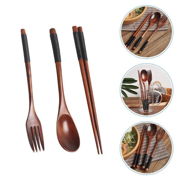 

spoons 1 set portable camping and picnic tableware wooden fork spoon chopsticks
