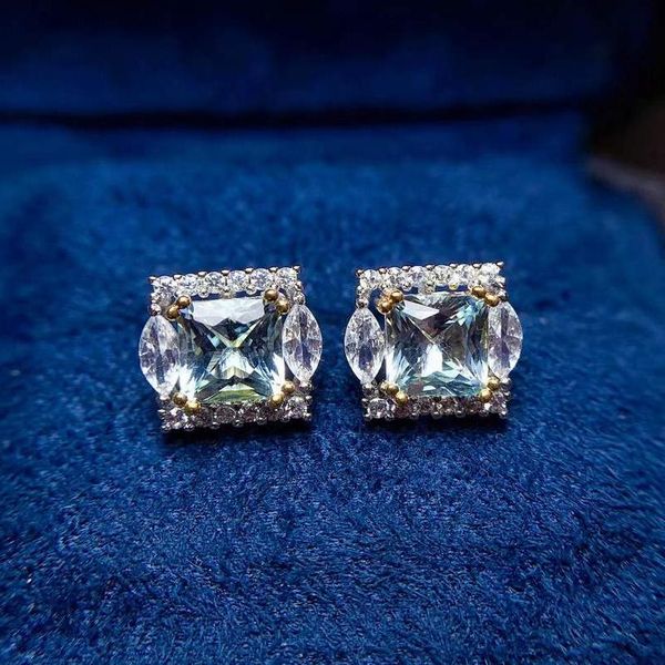

stud 6mm vvs grade natural z earrings for daily wear 100% real 925 silver jewelry gift woman, Golden;silver
