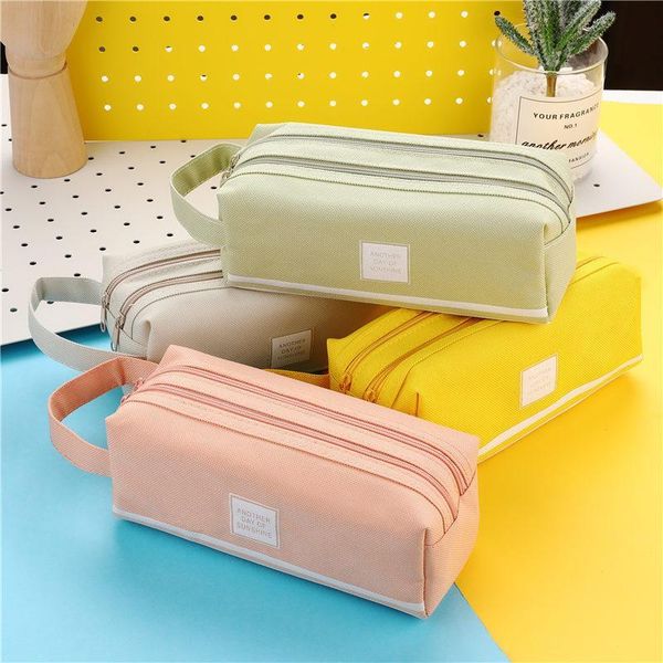 

pencil cases large capacity canvas case double school stationery bag storage office supplies student gift box