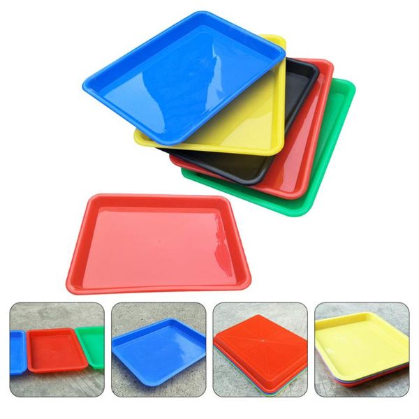 

planters & pots 6pcs trays rectangular storage holder mini container (random color)