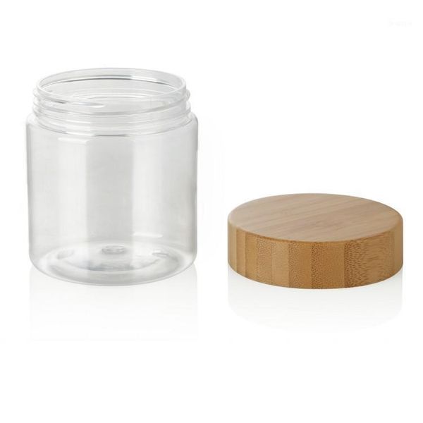 

storage bottles & jars 250ml 250g pet plastic clear bottle with bamboo cap 150g 8oz cream jar matte brown color lid