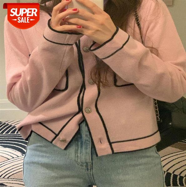 

korean blogger with the same fragrant grandma cardigan, three-dimensional frame, skin-tight, beautiful colors #rz7s, Black