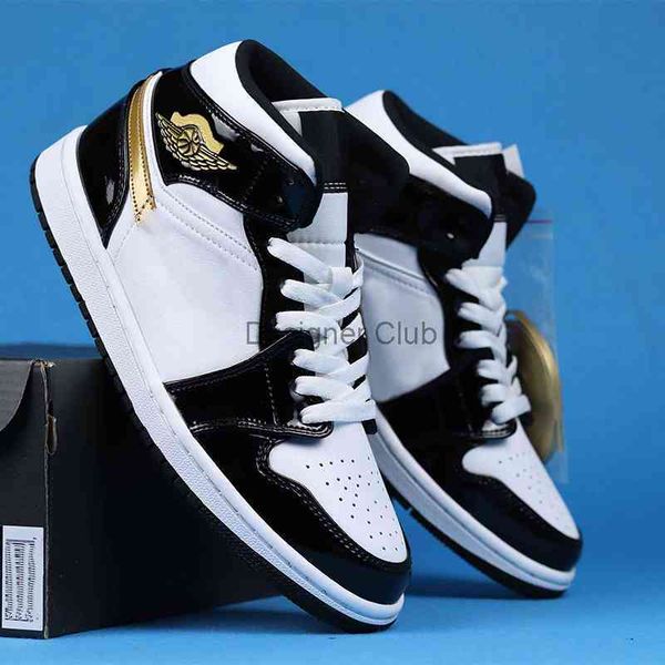 

2021 shoes women's basketball shoes men's 1 s patent black white gold sports