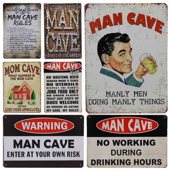 

Man Cave Warning Car Motorcycle Sign Vintage Metal Plaques Iron Painting Decors For Bar Garage Retro Tin Plate Postersa