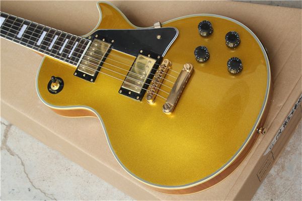

china oem factory customized goldebony fretboard electric guitar