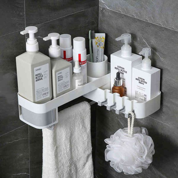 Scaffale da parete per bagno Organizer Scaffale angolare con cassetto per accessori da bagno in cucina Contenitore in plastica 210331