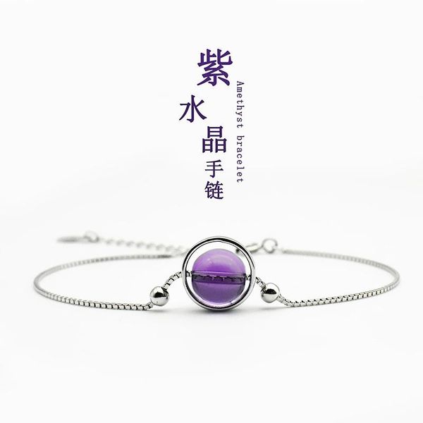 

sterling silver geometric circle bracelet cute sweet temperament female hand jewelry link, chain, Black