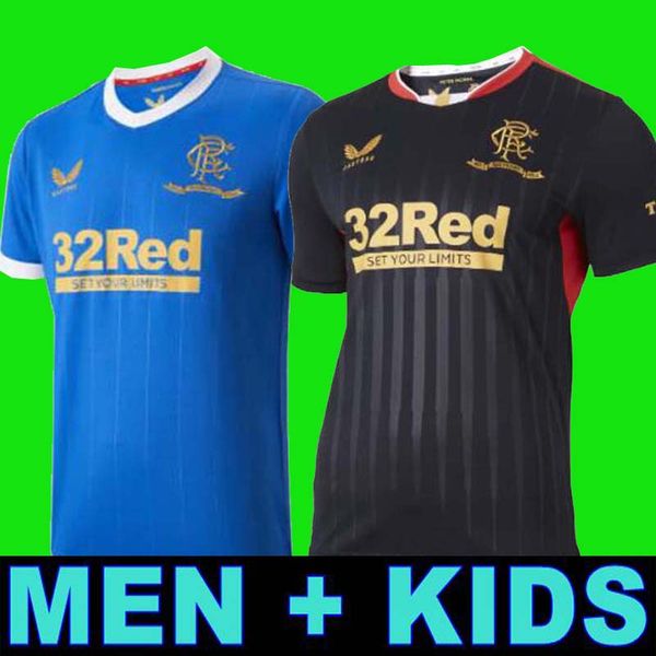 

2021 rangers 150th anniversary soccer jerseys glasgow 21 22 away defoe hagi barker morelos special 2022 football shirts men + kids kits unif, Black;yellow