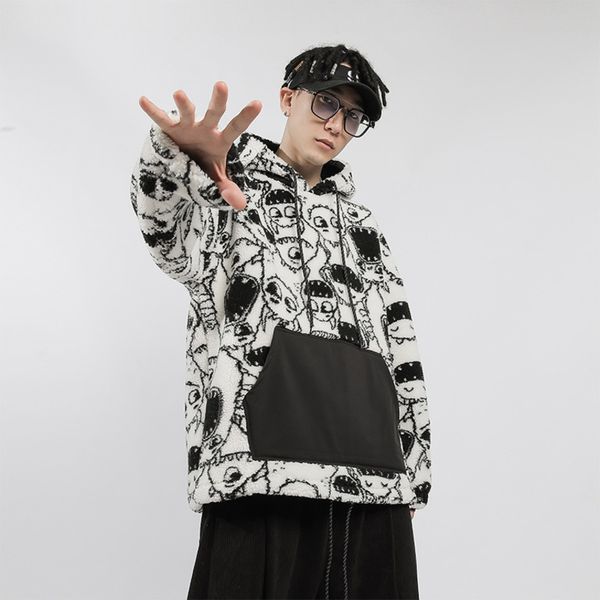 

large size men's hoodie thickened brand coat 2021 autumn and winter fashion boys' cloth, Black