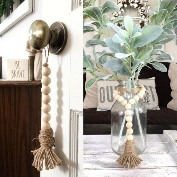 

tassle farmhouse beads natural wood bead garland kids baby nursery room decor decorative objects & figurines