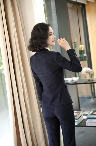 

fabric formal women business suits with pants and jackets coat autumn winter ladies office blazers set pantsuits women's two pi, White