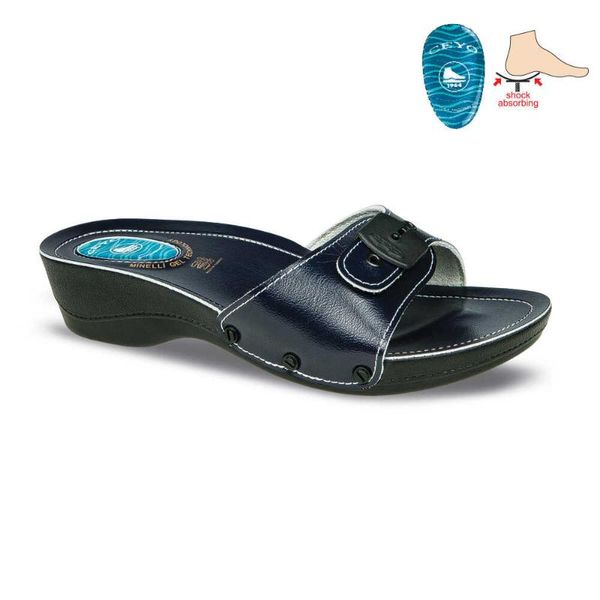 

slippers ceyo minelli-klu-2 women gold brown beige red navy blue black anatomic footwear gel heel spurs comfort heeled