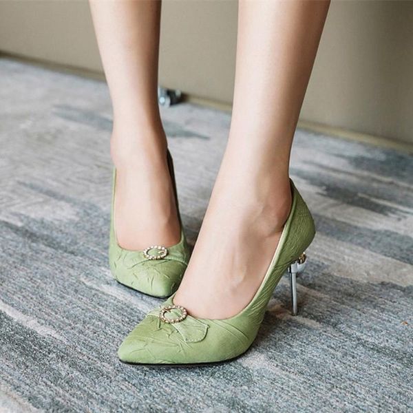 

dress shoes thin heel high heels pumps women pointed toe ladies fashion candy colors wedding woman 9cm, Black