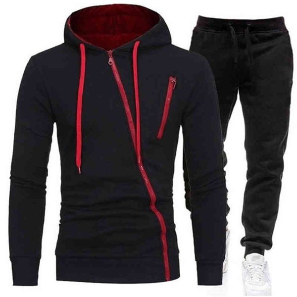 

Men's Hoodie trousers set, men's zipper sportswear, coat, autumn and winter, Gray