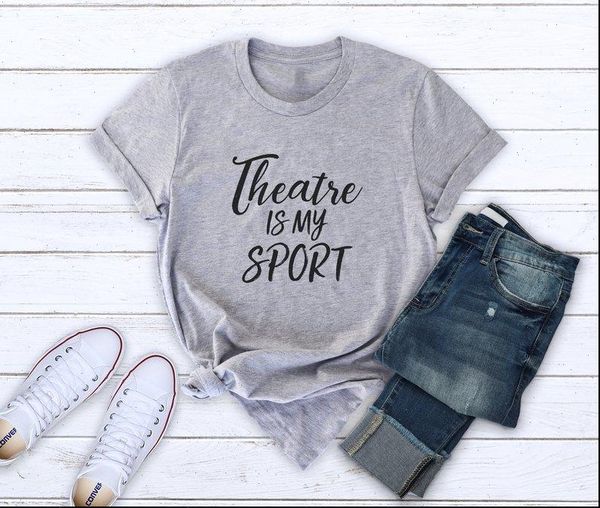 

theatre is my sport women letters cotton casual funny yong girl tee ship s 225, White