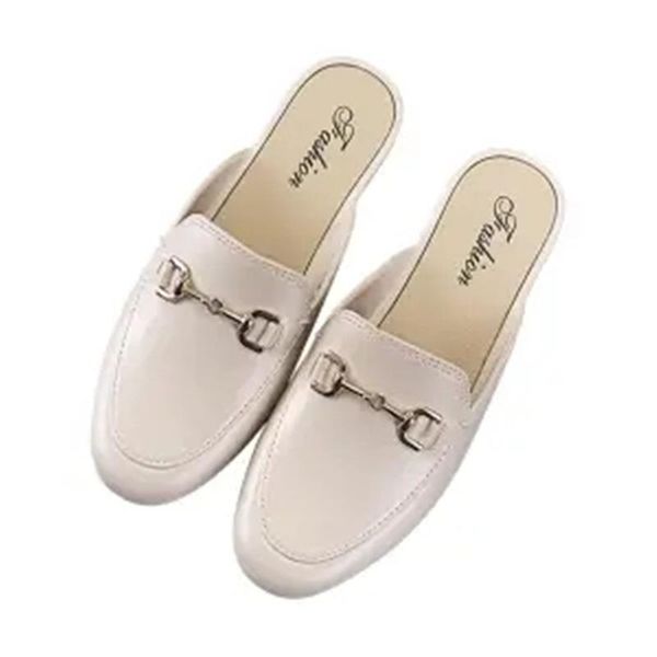 

summer slippers women wear flat spring and autumn half bag baotou casual beach shoes fashion, Black