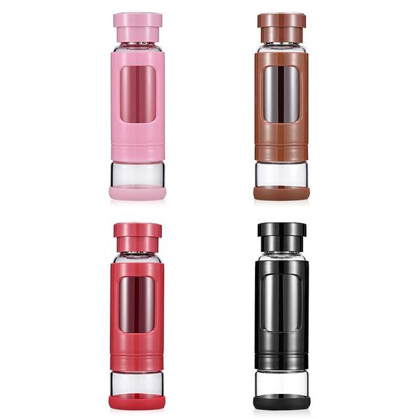 

water bottles 430 ml glass bottle with tea infuser heat-resistant