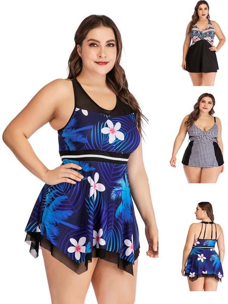 

women's swimwear plus size 5xl women large costume swimsuit two piece tankini set big female fat swim wear bathing suit retro, White;black