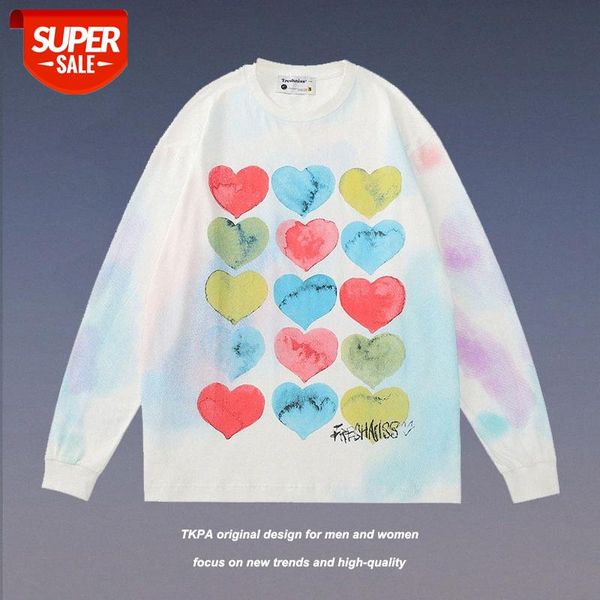 

t shirt national tide love printing long-sleeved men's ins couple wear autumn #ge1y, White;black