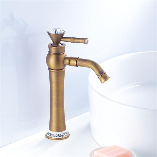 

basin faucets bronze brushed finish bathroom sink faucet single rotatable handle water taps diamonds brass mixer tap