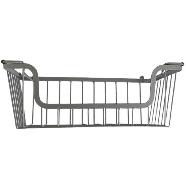 

modern farmhouse metal wire household stackable storage organizer bin basket with handles, for kitchen cabinets, pantry & organization