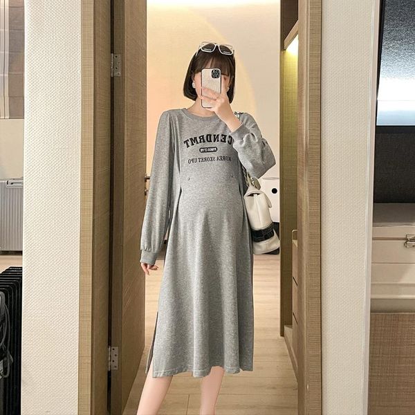 

maternity dresses pregnancy clothes dress women pregnant long sleeve, White