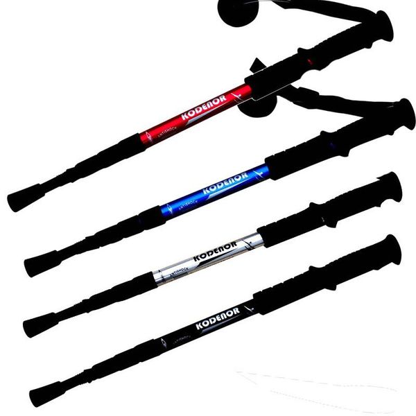 Trekking Poles Health Plath 6061 Алюминиевый сплав 4 Секции Горный лазательный костыль на открытом воздухе