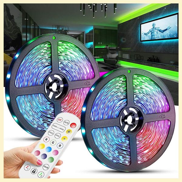 

strips christmas decorations 2022 led strip rgb no waterproof bluetooth control sync with music for furniture home decorate lights
