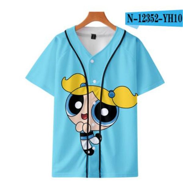 Homem Verão Barato Tshirt Jersey Baseball Anime 3D Impresso Respirável T-shirt Hip Hop Vestuário Atacado 052