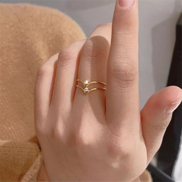 

cluster rings 14k gold filled knuckle boho zircon jewelry anillos mujer bague femme minimalism anelli donna aneis v ring for women, Golden;silver