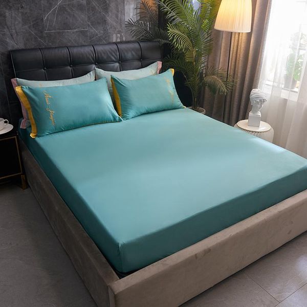 

fitted sheet home bed sheets with elastic bands solid queen full twin single 150x200cm 180x200cm mattress cover yellow white & sets