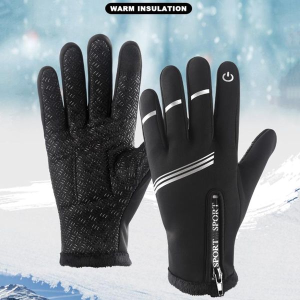 

cycling gloves for jiamins men women winter glove windproof warm non-slip touch screen, Black