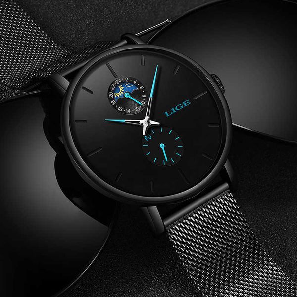 LIGE Simple Mens Orologi Top Brand Luxury Uomo Casual Slim Mesh Belt Watch For Men Orologio al quarzo impermeabile Reloj Hombre 210527