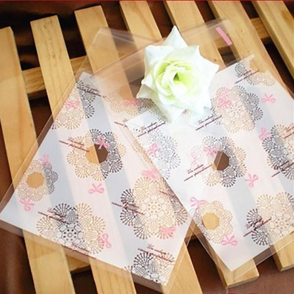 

gift wrap 100pcs bag snowflake pink bow lace party bags packing packaging present wedding for sweet flower candy favors
