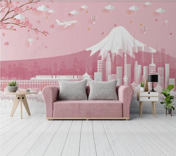 

wallpapers papel de parede modern cartoon hand-painted japanese mount fuji children's room 3d wallpaper mural,living home decor