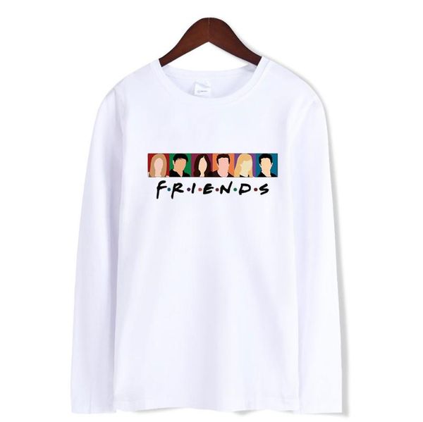 

hip hop novelty friends t-shirts simple long sleeve o-neck t shirts print boys/girls casual teenage loose couple sweatshirt tees men's, White;black