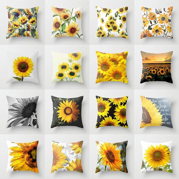 

pillow case sunflower cushion cover summer sofa cases bedroom home decor car office decorative 45x45cm