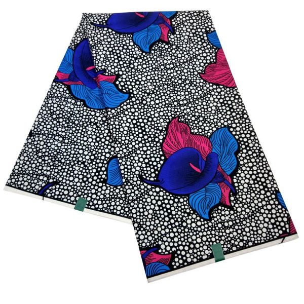 

ribbon 100% polyester material african wax 6 yards/lot nigerian batik fabrics calla lily print high quality, Pink;blue