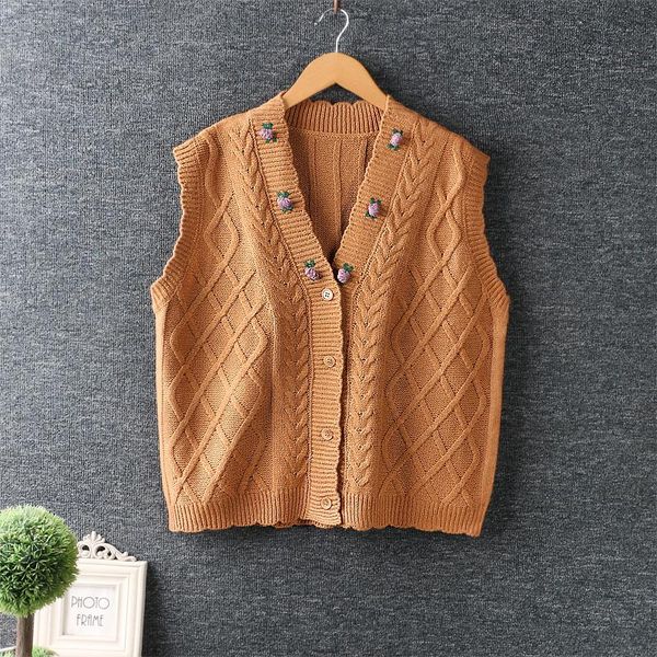 

women's knits & tees autumn loose vest pure color sweater cardigan, White