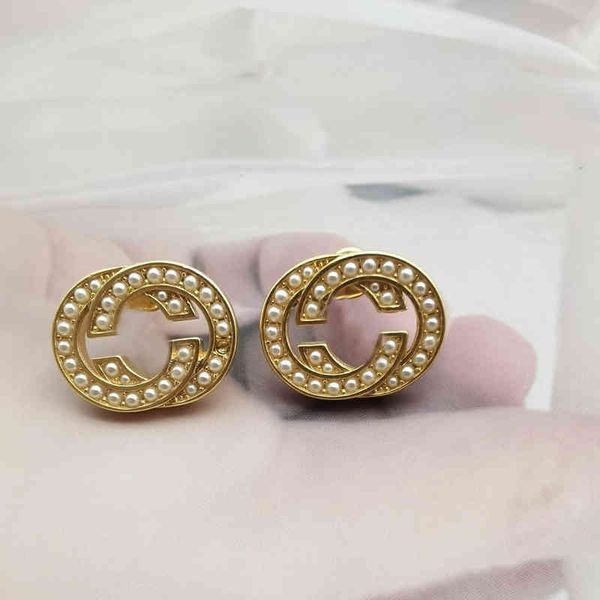 

70% off new gujia simple fashion pearl earrings double versatile minority temperament advanced sense small women, Golden