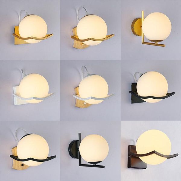 

cross mirror nordic bedroom led wall lamp modern living room aisle corridor creative ball el