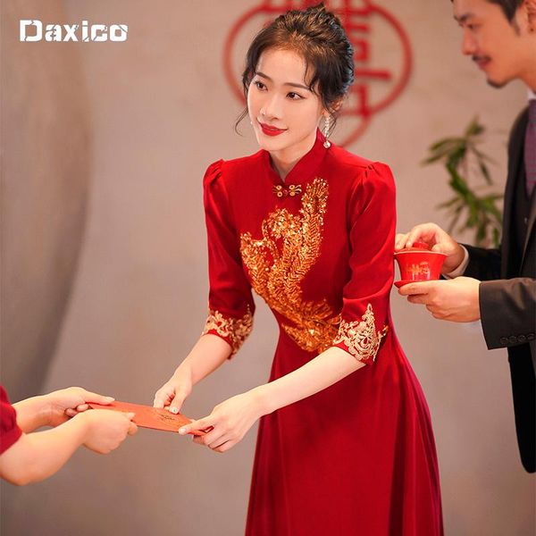 

ethnic clothing plus size chinese traditional dress vintage red chongsam party compere outfit woman wedding qipao vestidos oriental dresses