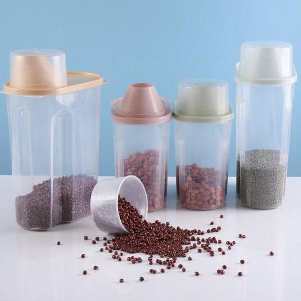 

storage bottles & jars tank 1.9l-2.5l pp/ plastic clear container set with pour lids kitchen pet dried grains box
