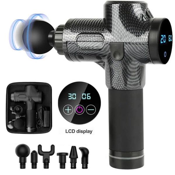 

massage gun high frequency percussion muscle massager pain relief 30 speeds lcd touch display fascia electric body