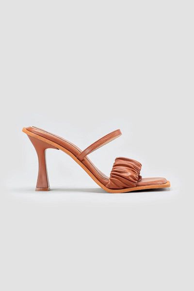

slippers women tan ruffles belt thin heels women's 2021, Black