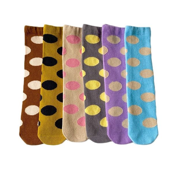 

3 pairs baby girls big polka dot boys spring autumn children's cotton socks for toddlers soft 210413, Pink;yellow