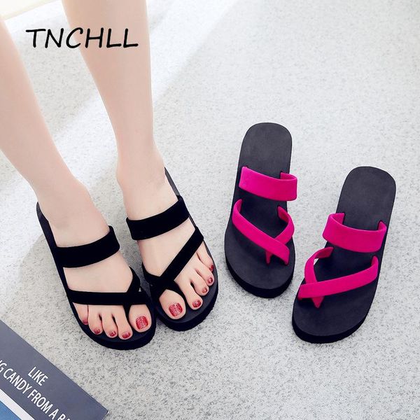 

slippers summer women casual thick bottom flower shoes eva non-slip flip flops soild color ladies fashion sandals nse7555, Black