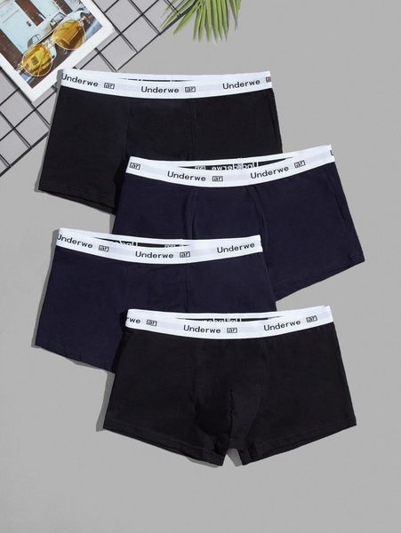 

men 4pcs letter tape waist boxer brief r0ab#, Black;brown